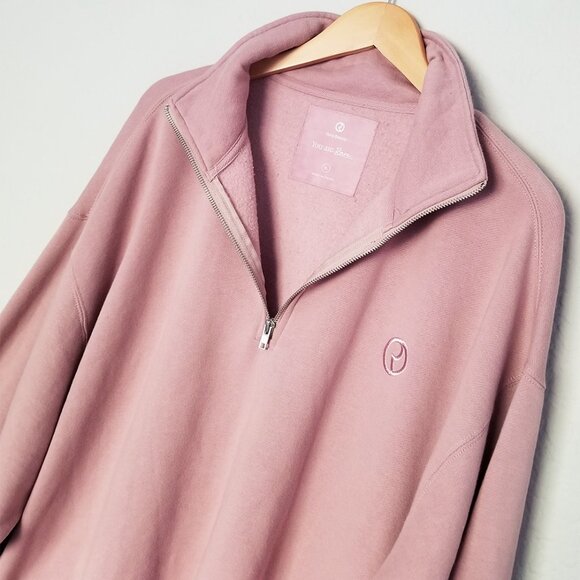 Rare Beauty Everyday Quarter Zip Sweatshirt Pullover Fleece Cozy XL Dusty Rose - Picture 7 of 16